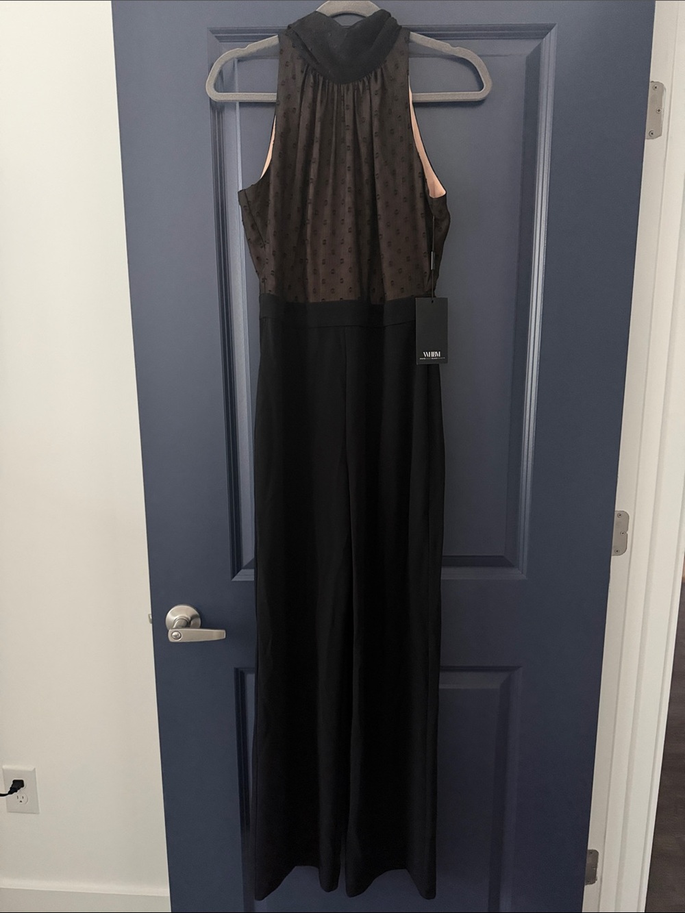 WHITE HOUSE BLACK MARKET black Swiss dot jumpsuit
